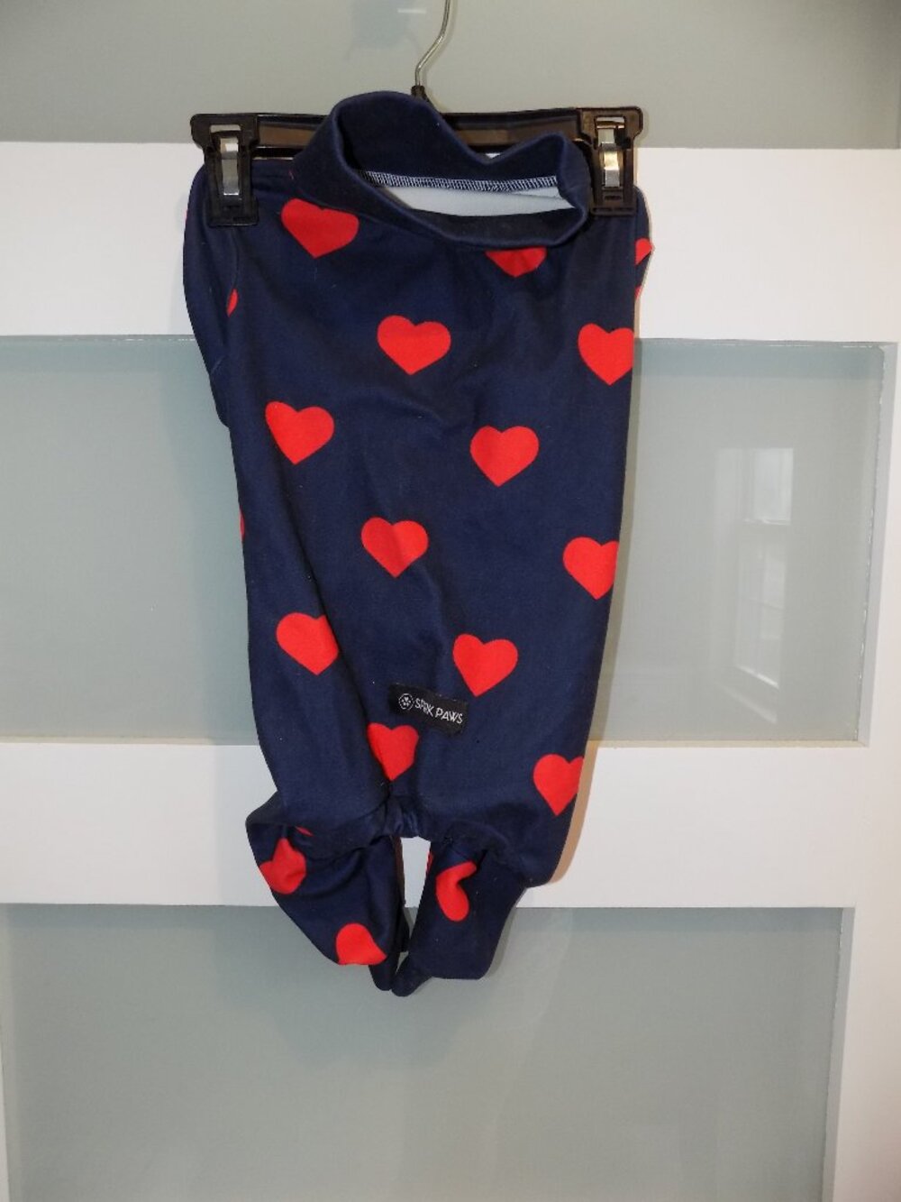 Spark Paws Dog Valentine's Day Navy Blue W/Red Hearts Pajamas Size XL